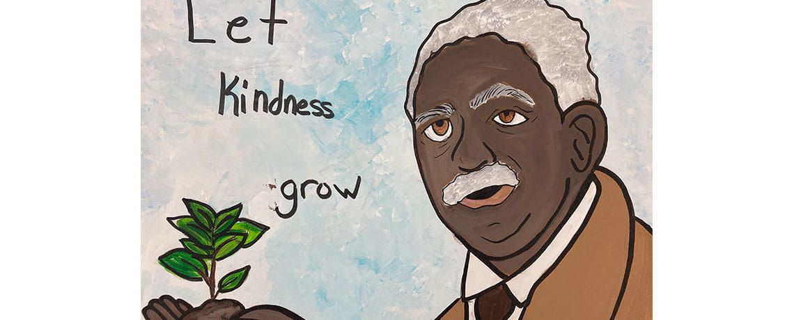 Student painting by Skarlet M. of George Washington Carver. Photo Credit George Washington Carver National Monument