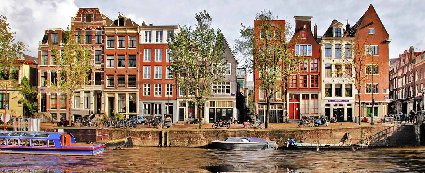 Row Houses in Amsterdam along the river