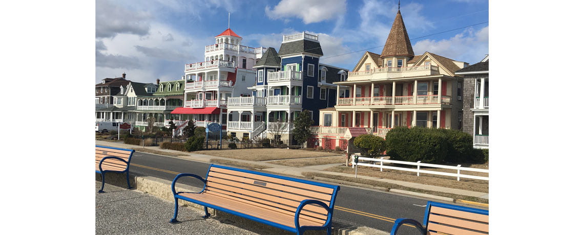 Beach front Victorian homes in Cape May, New Jersey