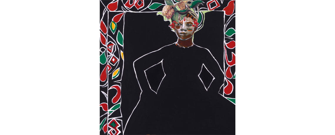 Janet Taylor Pickett, And She was Born, 2017; Acrylic on canvas with collage, 30 x 30 in.; The Phillips Collection