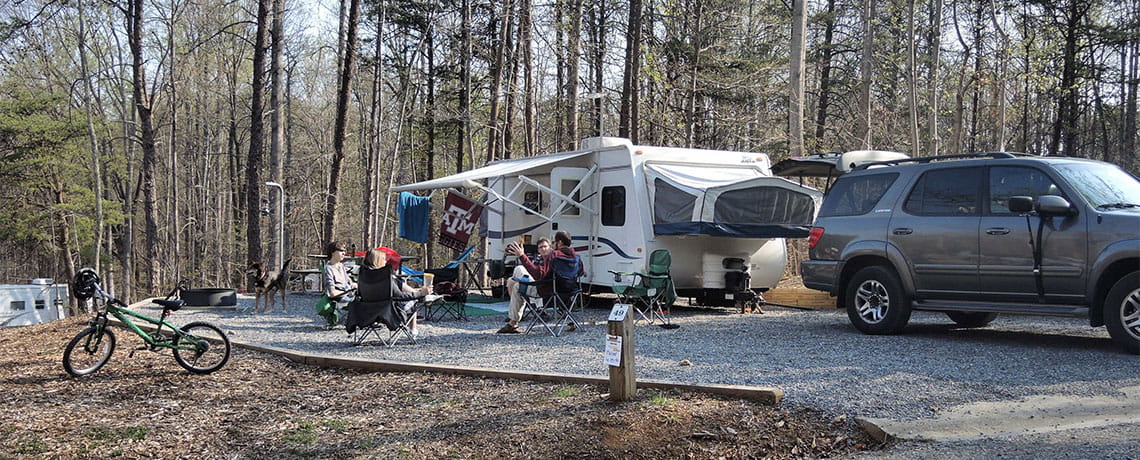 Family camping at Smith Mountain Lake State Park