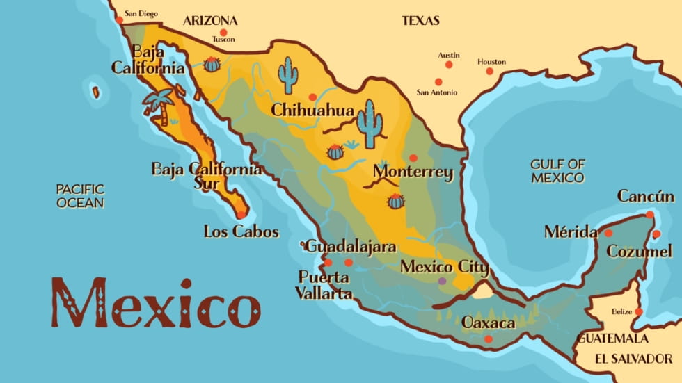 KeeKees Corner Map of Mexico