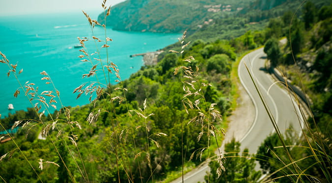 Scenic road along water