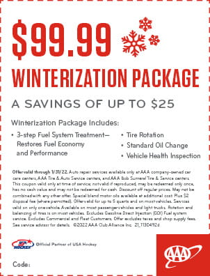 $99.99 Winterization package – a savings of up to $25