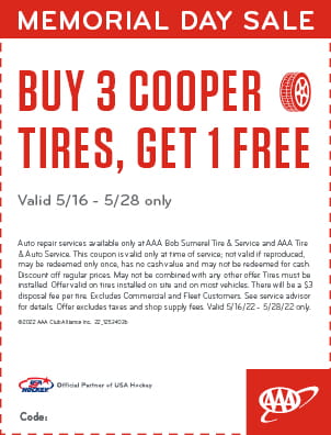 Buy 3 Cooper tires and get 1 free