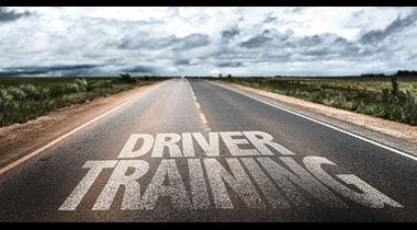 driver training written on a highway