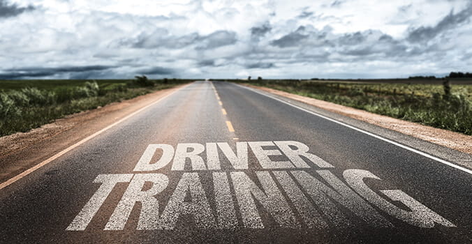 driver training written on a highway