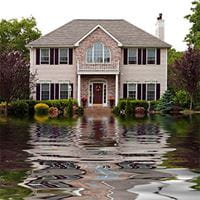 House with a flooded front yard