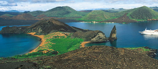 Panoramic view of South American land and water
