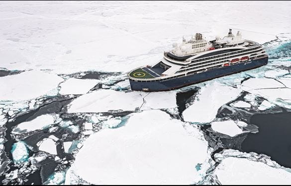 Ponant ship in Antarctica