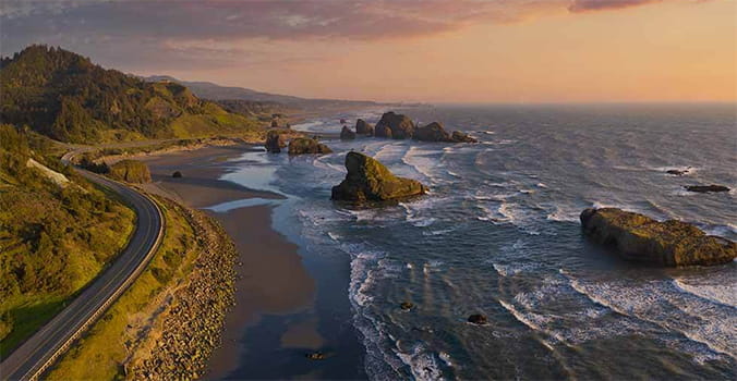 Photo of the Pacific Coast Highway along the southern Oregon coast