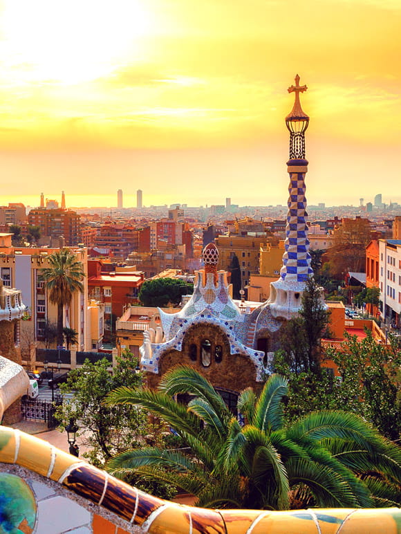 View of city from Park Guell in Barcelona