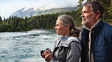 Couple sightseeing in Alaska 