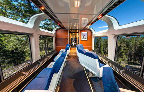 Observation car seating on an Amtrak Train