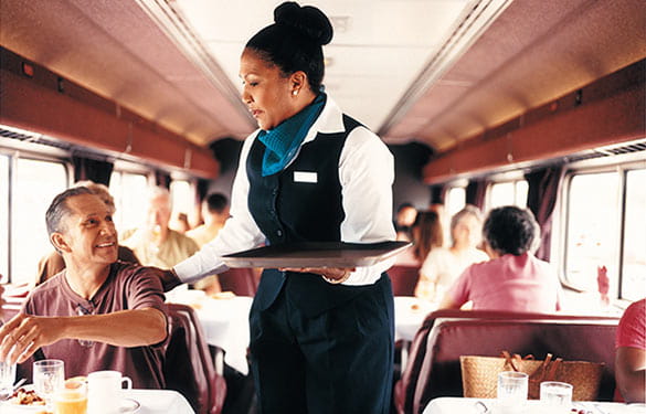 Dining car in Amtrak train