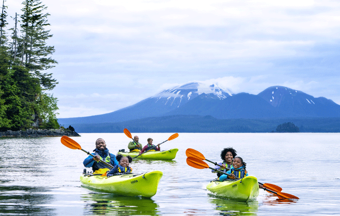 Family sailing with royal Caribbean canoeing in Alaska
