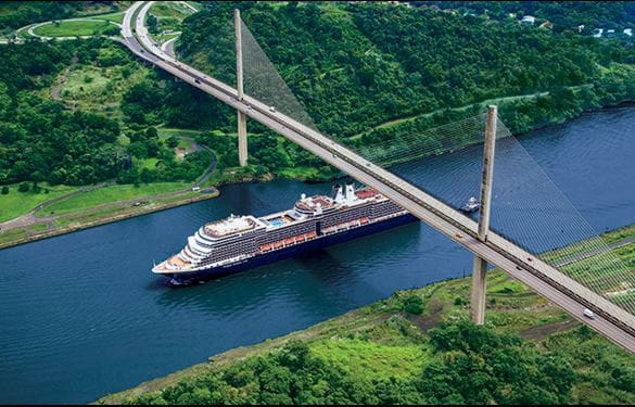 Holland America Panama Canal cruise passing under Centennial Bridge