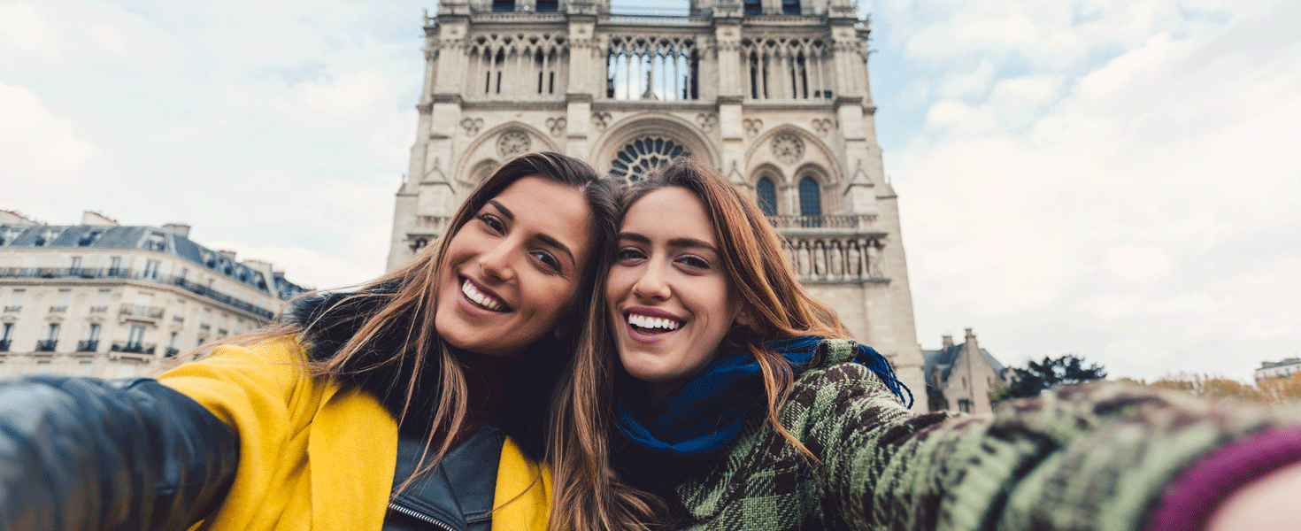 Friends taking selfie in Paris