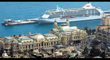 Bird's eye view of cruise ship at Monte Carlo