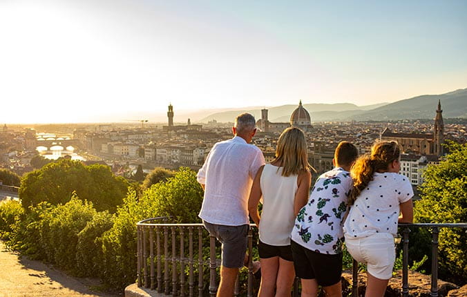 Family in Florence looking at the city in the distance