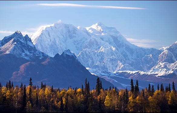 Mount Hunter in the Alaska Range during autumn