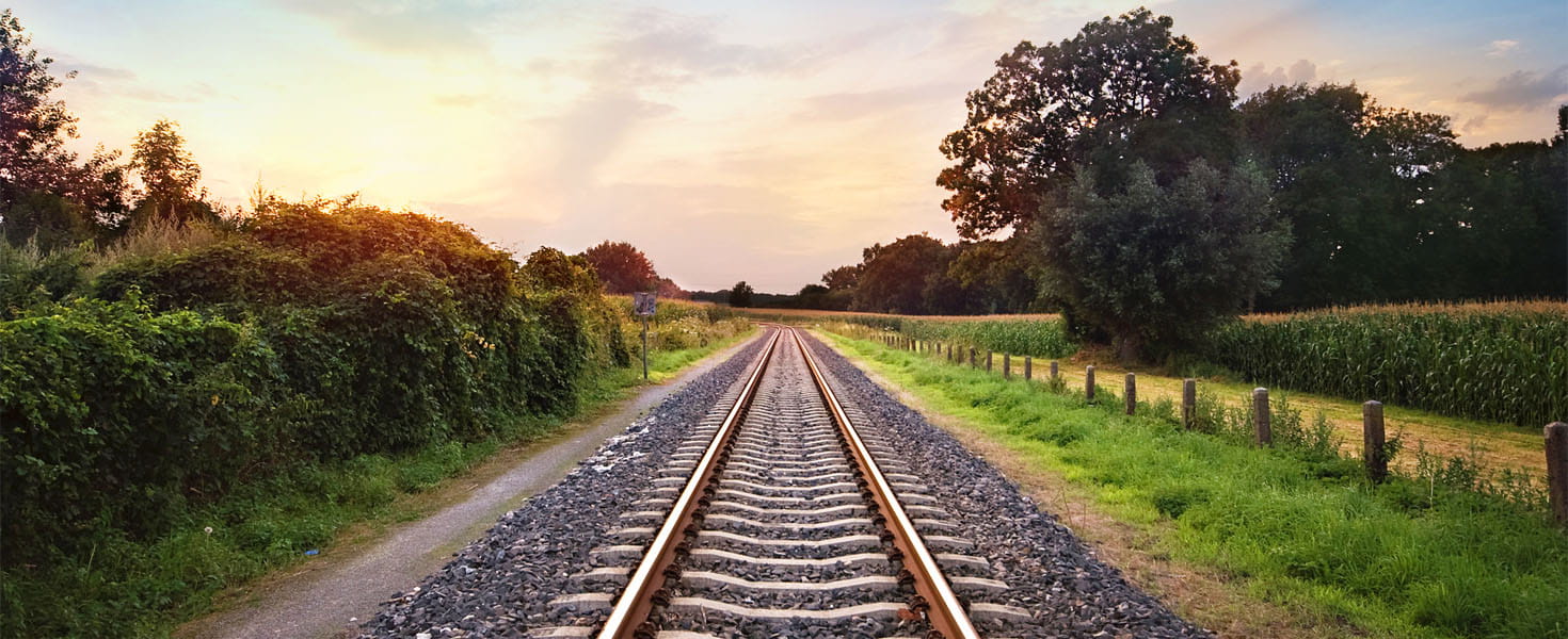 Railway tracks with Sunset in the background