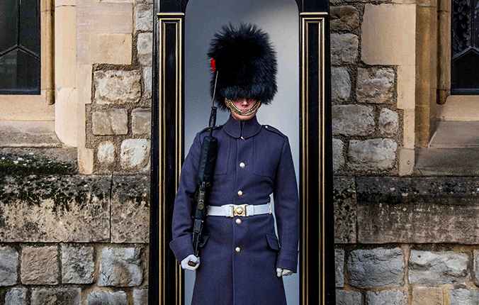 Guard standing at attention in London