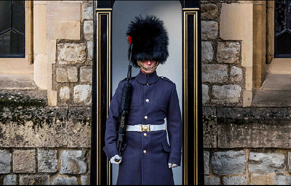 Guard standing at attention in London