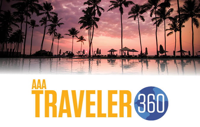 Traveler360 logo and beach image