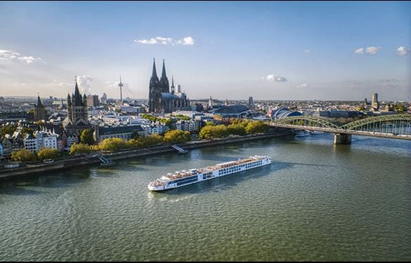 Viking Gymir cruise ship on a Rhine river itinerary in Cologne, Germany