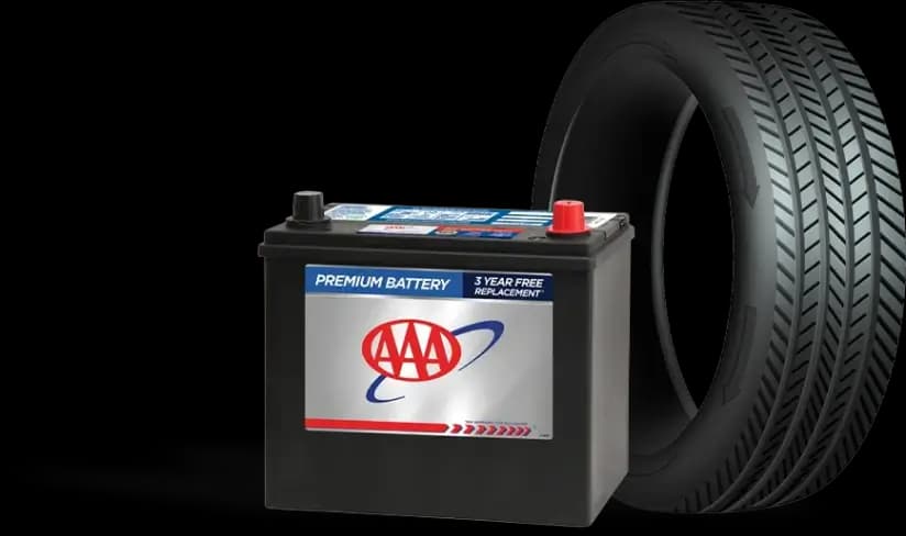AAA car battery and tire rendering