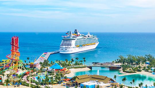 Royal Caribbean ship docked at Perfect Day at CocoCay, Bahamas