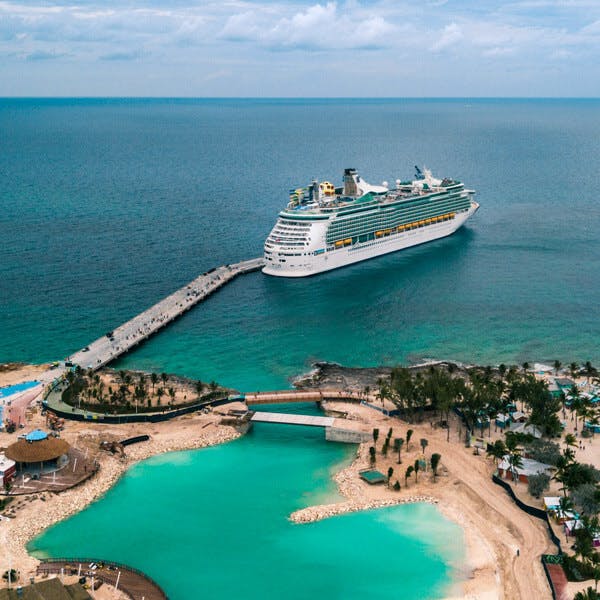 Cruise ship docked into the Bahamas