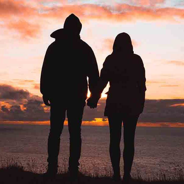 Silhouetted Couple at Sunset