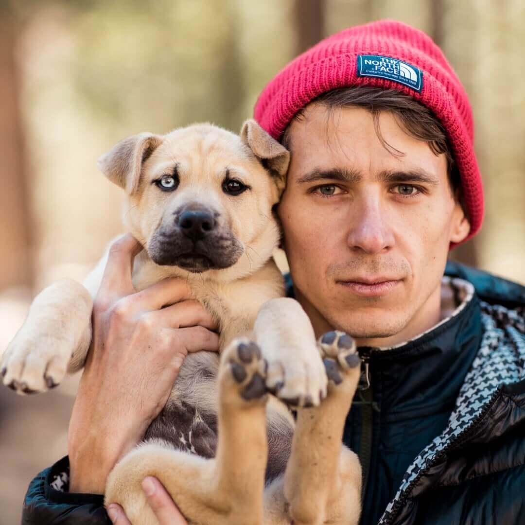 Author Roman Marchuk posing with Jack the dog. 