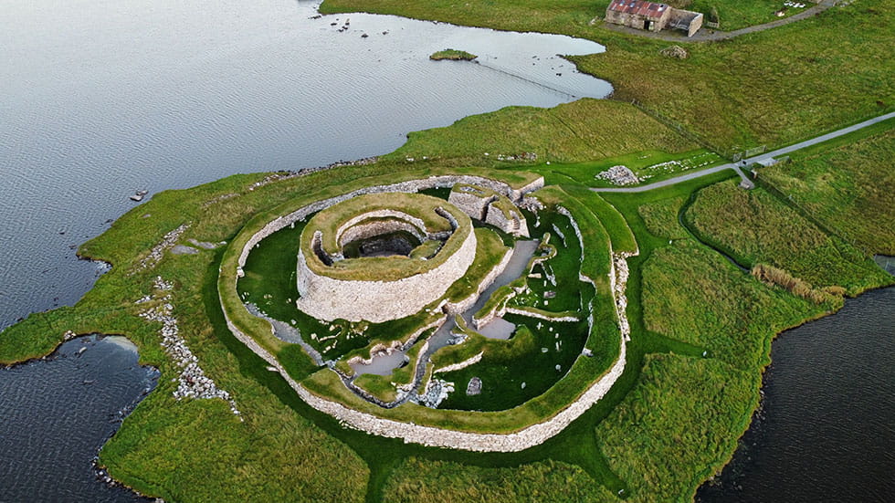 An old irn age broch situated at the clickimin loch in lerwick, Shetland islands. Photo courtesy of Martyn Neeson/iStock.com