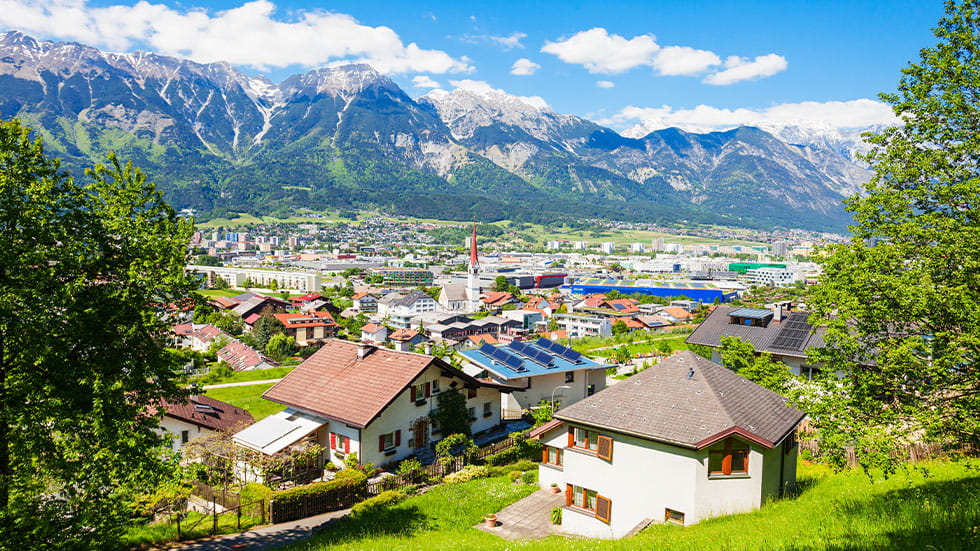Innsbruck aerial panoramic view.