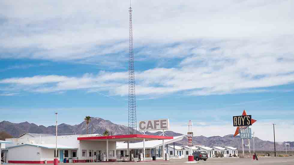 Roy’s Motel and Café is one of the most famous stops along Route 66 and has been the location where several movies and music videos have been shot.