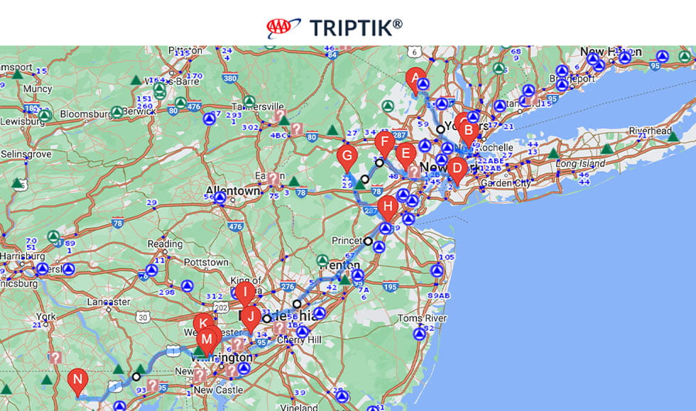 AAA TripTik map