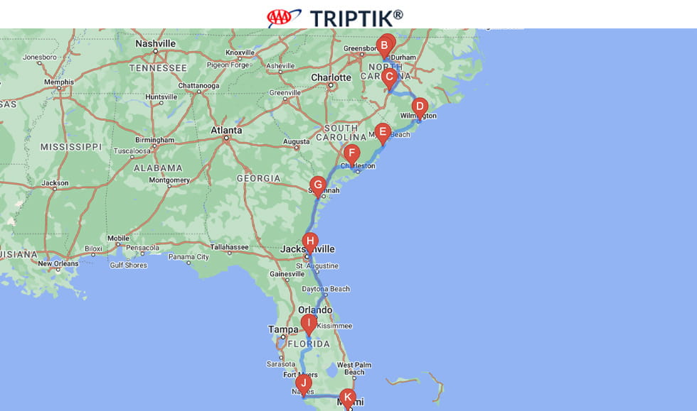 AAA TripTik map