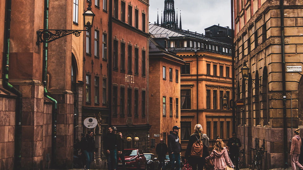 People on a street in Stockholm, Sweden