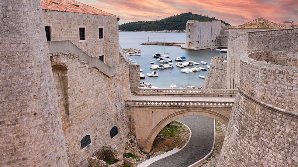 View of the city wall of Dubrovnik, Croatia