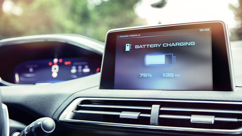 battery charge display on car dashboard