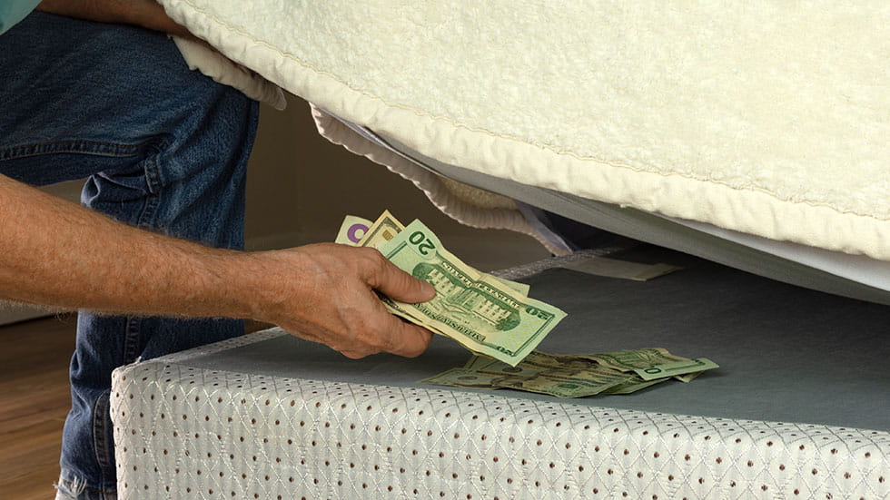 Money under mattress
