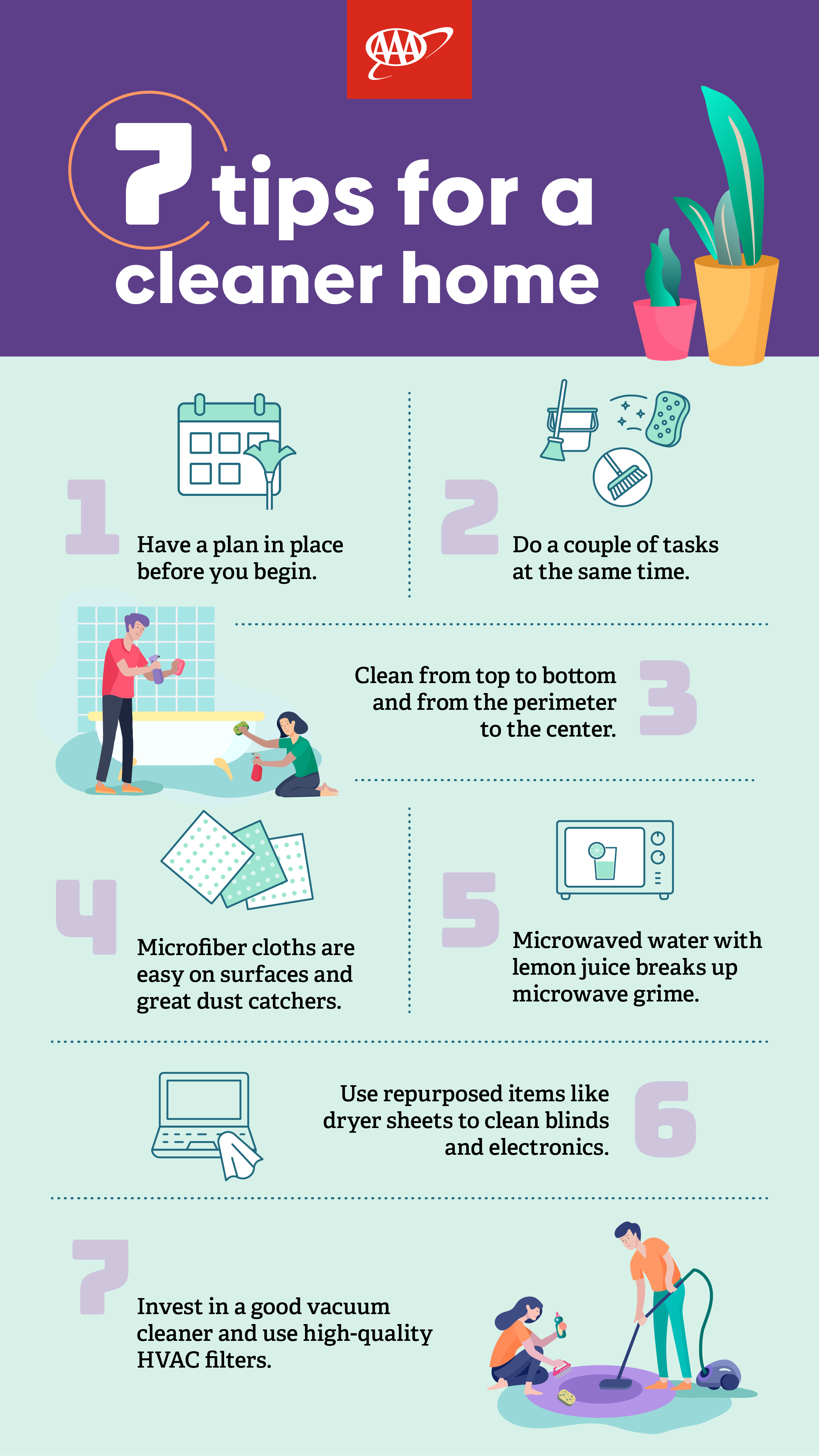 AAA infographic on home cleaning tips