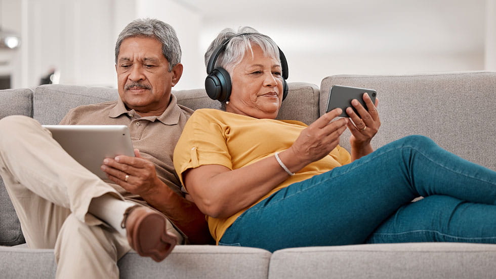 Older Couple on there devices
