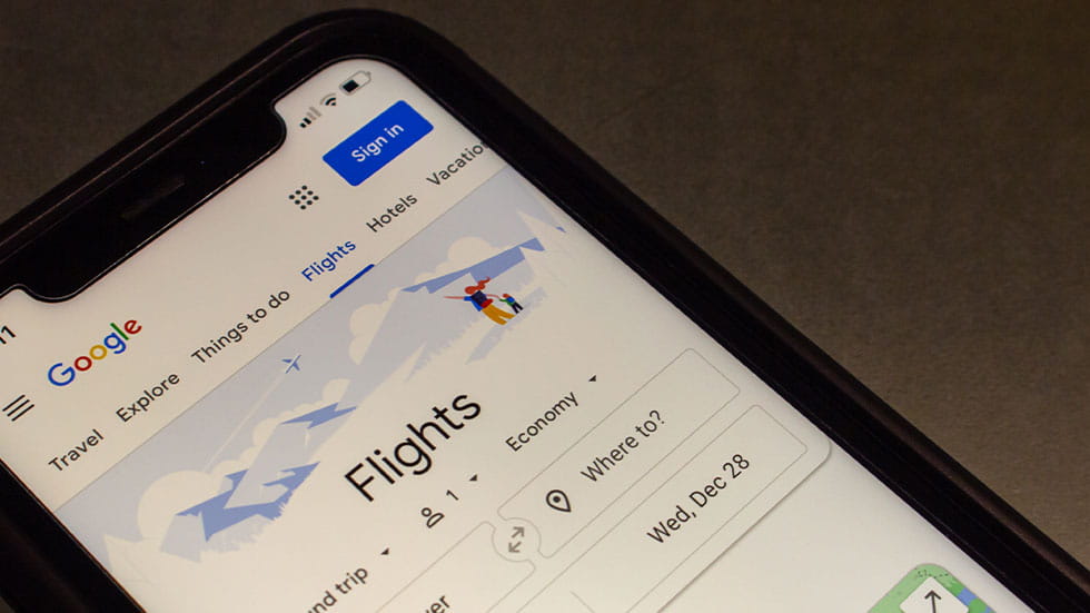Google flights search