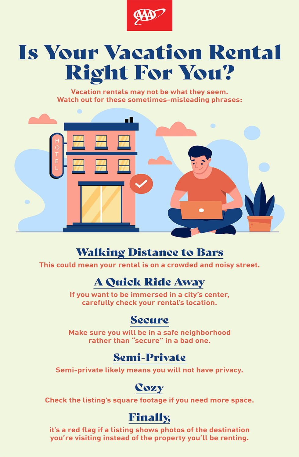 AAA infographic on choosing the right vacation rental