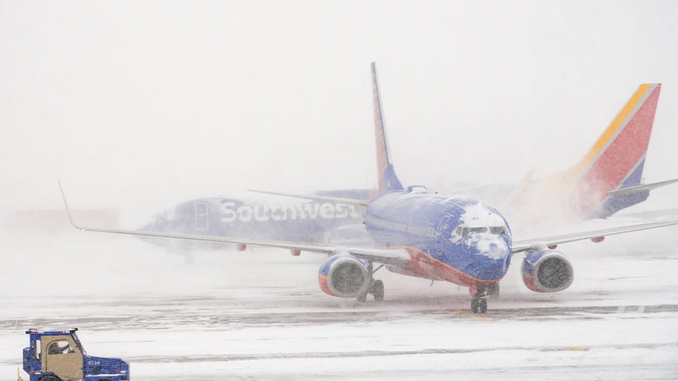 Southwest plane in snow