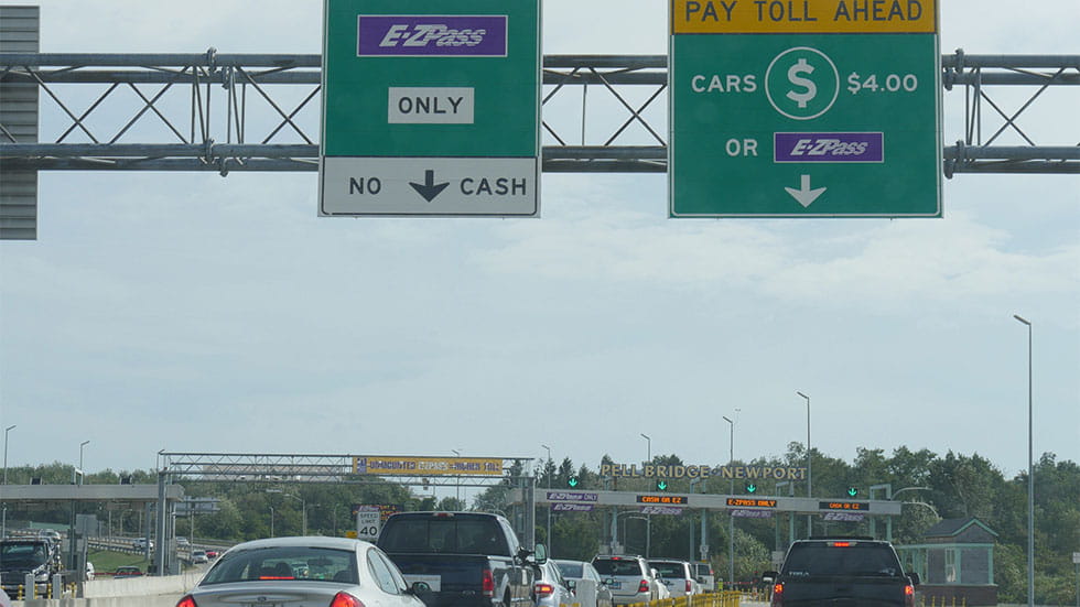 EZ Pass and Toll signs on highway